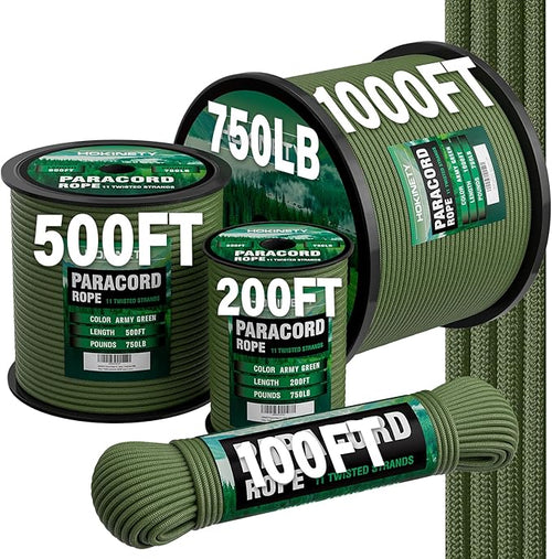 750lb Paracord Rope - 4mm 11 Strand Parachute para Cord Spool Rope Utility by HOKINETY