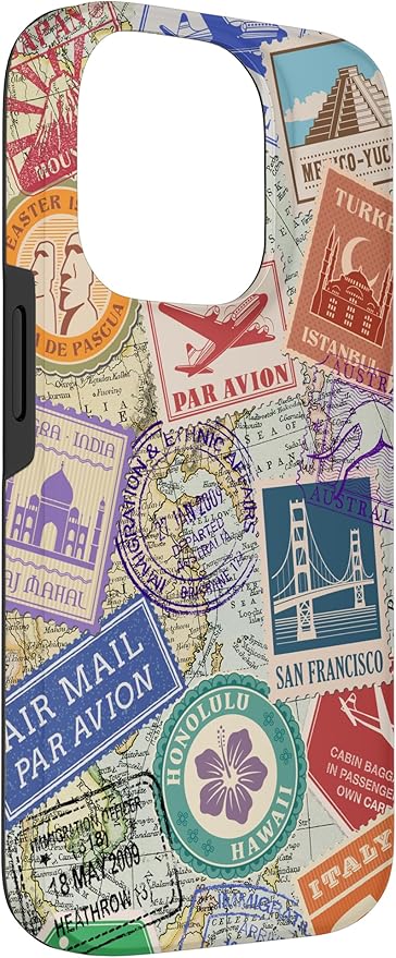 World Map Travel Passport Stamps Postage Stamp Case - Image 3