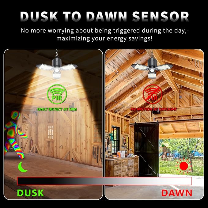 Plug in Garage Light Motion Sensor, 80W 8000LM Motion Sensor Lights Indoor - Image 3