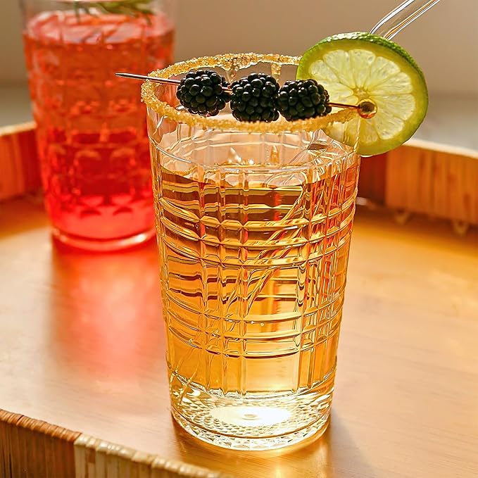 Kate Aspen Clear Plaid Acrylic Glasses Drinkware, Plastic Drinking Glasses Set - Image 8