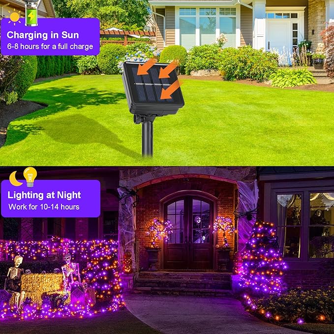 4 Pack Halloween Solar Fairy Lights 131.2Ft 400 LEDs Outdoor Twinkle Lights - Image 2