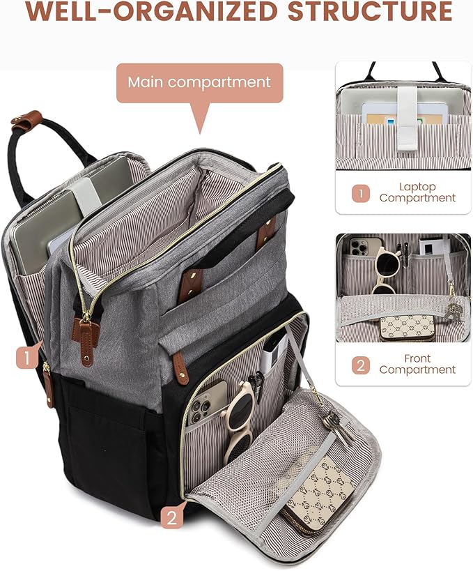 LOVEVOOK Laptop Backpack for Women, 15.6'' Waterproof Nurse Bag Teacher Work - Image 2