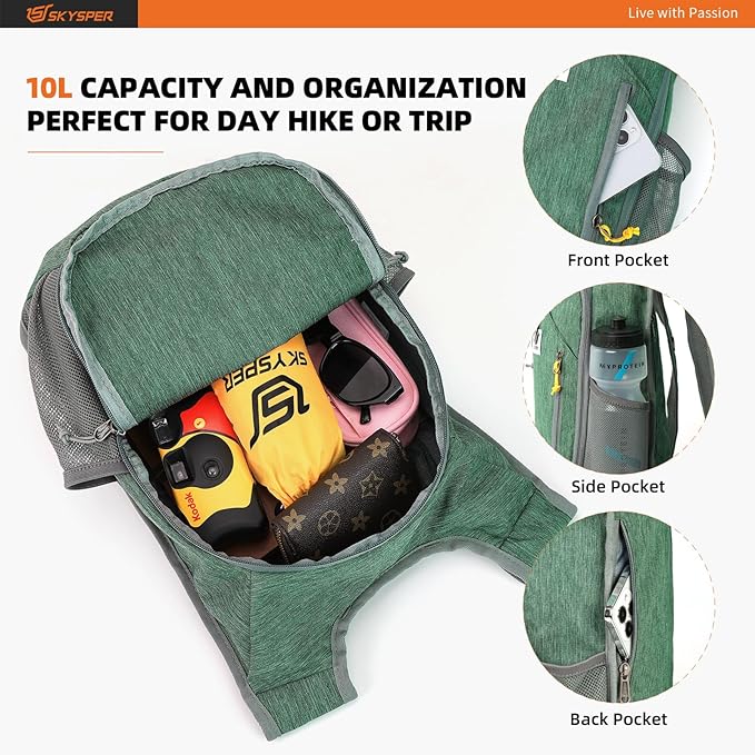 SKYSPER 10L Hiking Backpack Small Hiking Daypack Packable Lightweight Travel - Image 3
