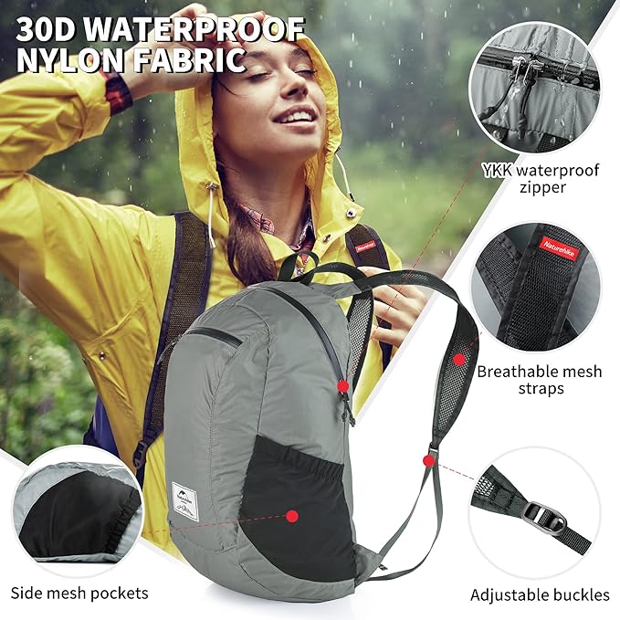 Naturehike 18L Lightweight Hiking Backpack, Waterproof Camping Packable - Image 4