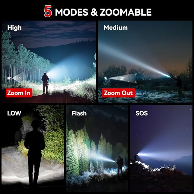 LETMY Tactical Flashlight S2000-2 Pack Bright Military Grade LED Flashlights - Image 4