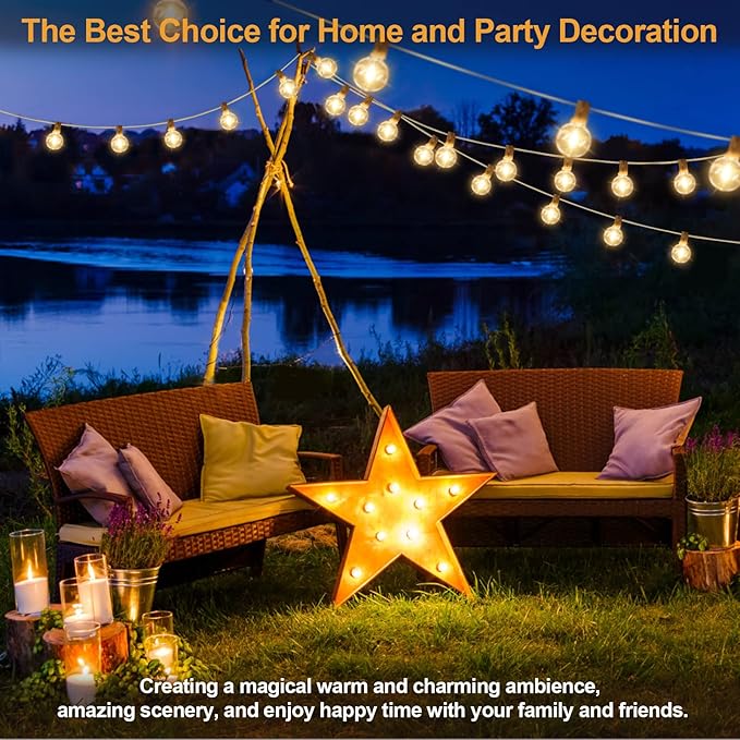 Mlambert 50Ft Outdoor String Lights, G40 Globe Patio Lights - Image 5