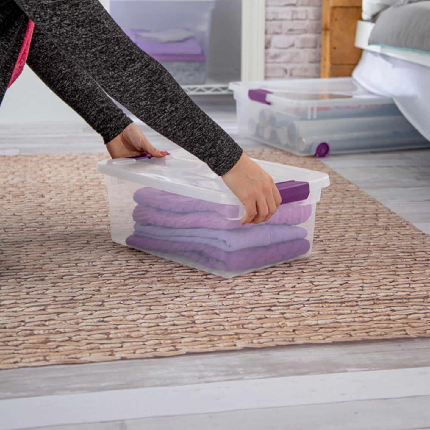 Sterilite 12-Pack 15 Quart ClearView Latch Box, Stackable Organizer Bins with Latching Lids - Clear Plastic Organization Containers for Closet, Bedroom, Shelving Units and Everyday Home Storage