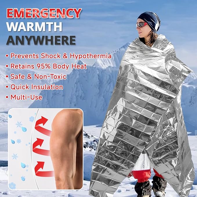 SecuCaptain Survival Emergency Thermal Blankets: Extra Large 84” x63” Space - Image 7