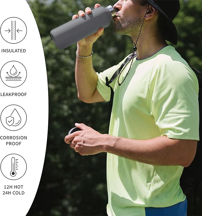 Bambaw 16 oz Metal Water Bottle, Insulated Stainless Steel Water Bottle - Image 3