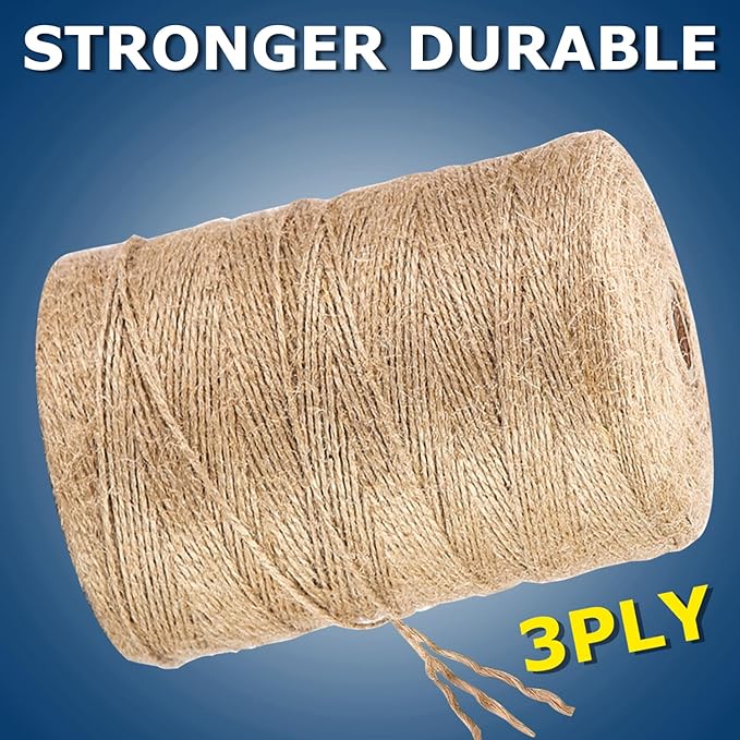 Vanhench Jute Twine Rope 1/13" x 1100FT, Natural Jute String Cord - Image 4