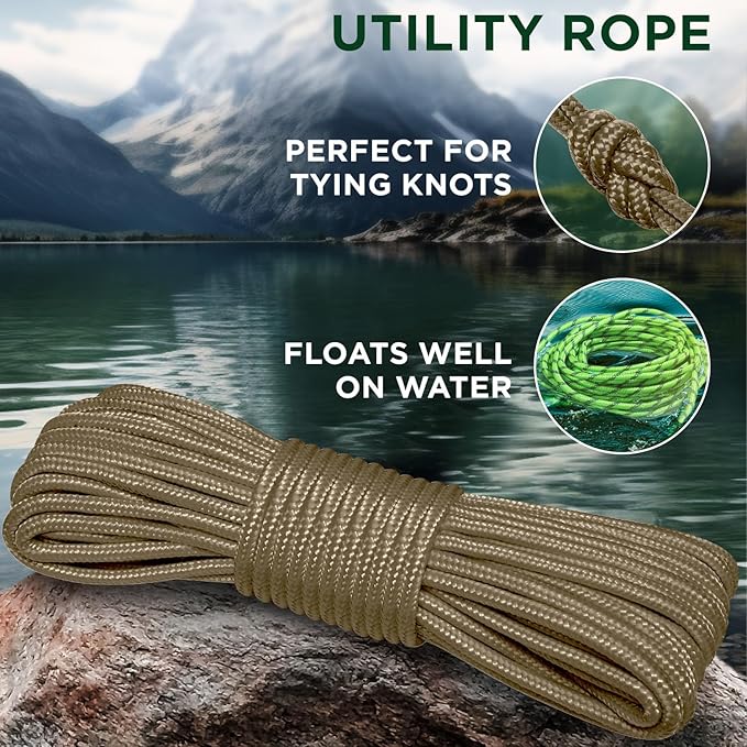 TECEUM Rope – 150 Feet x 1/4 Inch – Coyote Brown – Strong All-Purpose Utility - Image 3