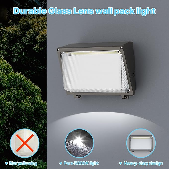 HYPERLITE LED Wall Pack 120W: 18000lm Glass Lens Dusk to Dawn Outdoor Lighting - Image 2