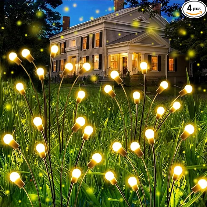 OZS 4 Pack Total 32 LED Solar Garden Lights Fairy Outdoor by OZS