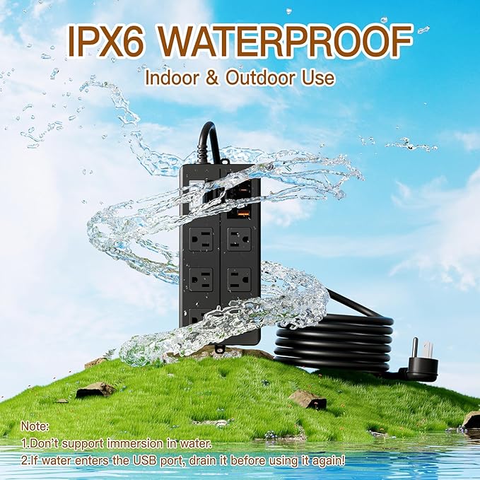 10FT Outdoor Waterproof Power Strip Surge Protector - Image 2