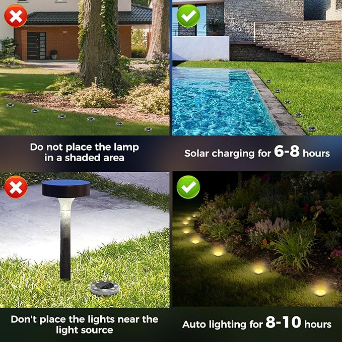 Peasur Mini Solar Ground Lights, 8 Pack Flat Solar Disc Lights Outdoor - Image 9