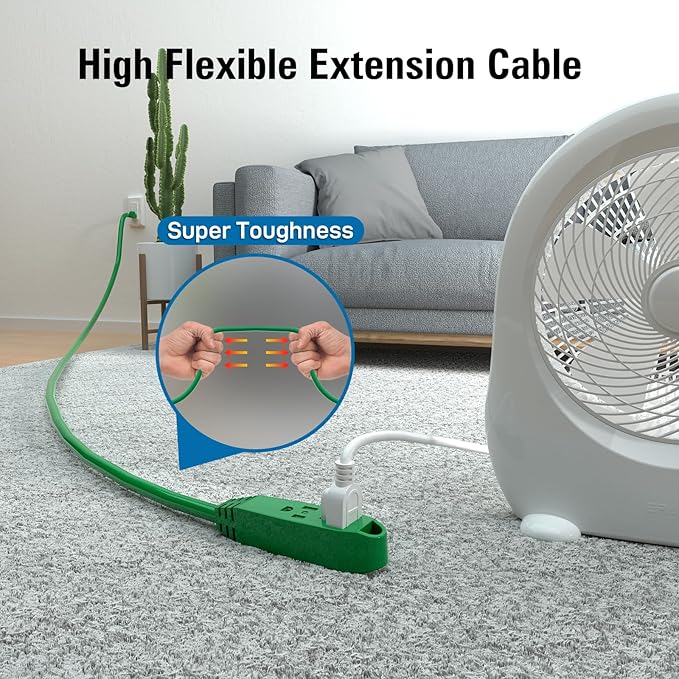 K KASONIC - 3-Feet 3 Outlet Extension Cord, UL Listed, 16/3 SJTW 3-Wire Grounded - Image 5