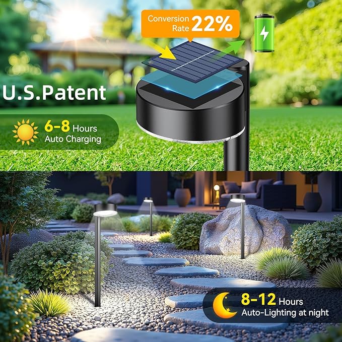 Ahaorigin 4 Pack Solar Pathway Lights Outdoor, 12 Brighter LED Solar Lights - Image 3
