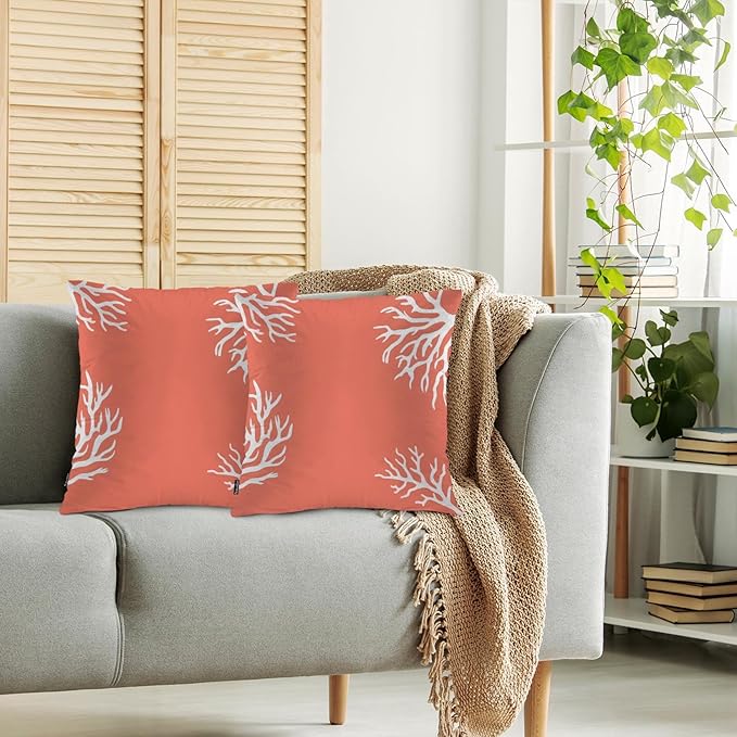 Swono Ocean Coral Farmhouse Throw Pillow Covers, Tropical Sea Coral Reef Nature - Image 2