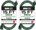 Pack of 2 Outdoor Extension Cords, 15 FT ea by IronForgeCable
