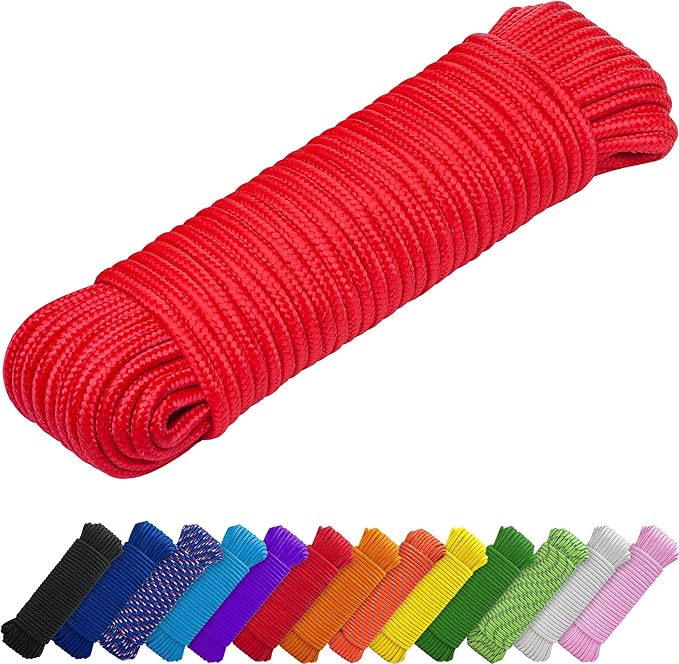 TECEUM Rope – 150 Feet x 1/4 Inch – Red – Strong All-Purpose Utility Rope – by TECEUM