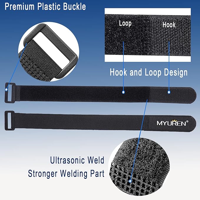 1"x 18"-12 Pack Reusable Fastening Cable Straps - Image 4