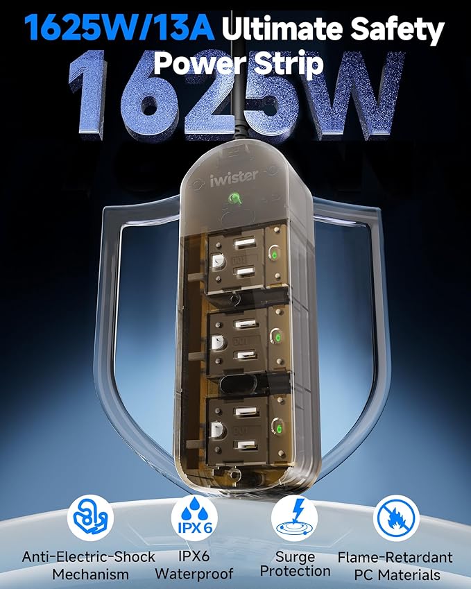 Outdoor Power Strip, 3 AC Outlets, 10 FT, 1625W/13A High-Power Single-Device Use - Image 2