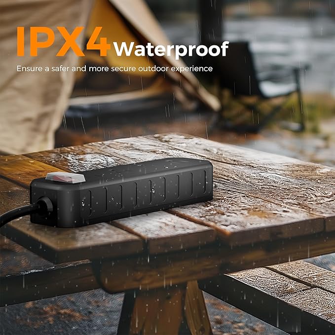 Outdoor Power Strip Weatherproof, 50 FT Extension Cord, Diivoo Waterproof Surge - Image 3