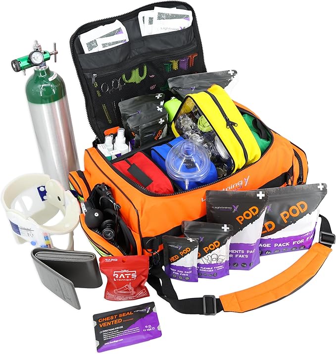 Lightning X Fully Stocked X-Tuff Modular Oxygen Trauma Bag w/Removable by LightningXProducts