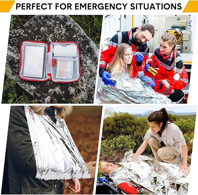 Emergency Survival Blanket, Mylar Thermal Blanket, Gigantic Space Blanket 82" x - Image 3