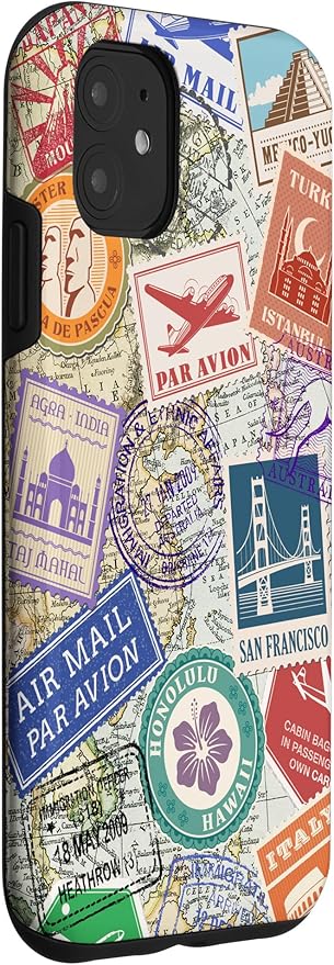 World Map Travel Passport Stamps Postage Stamp Case - Image 3