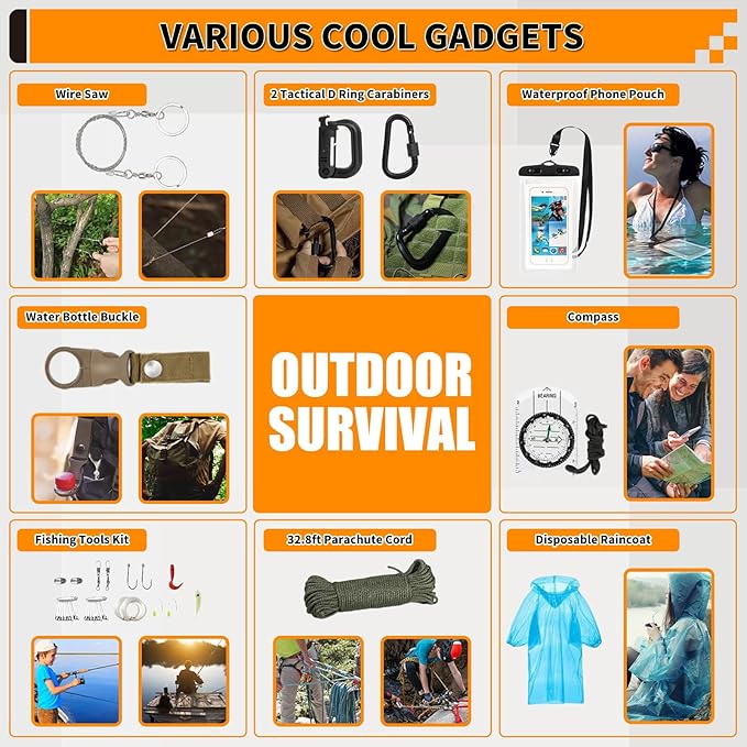 Survival Kit, Gifts for Men Women Teen Boys, Emergency Kit - Image 5