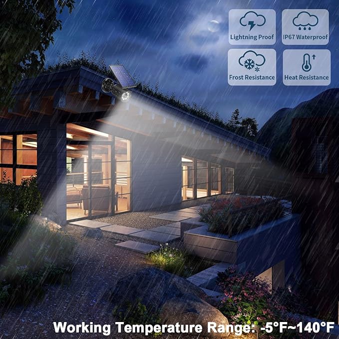 Solar Lights Outdoor Motion Sensor Flood Lights 2000LM IP67 Waterproof Security - Image 4