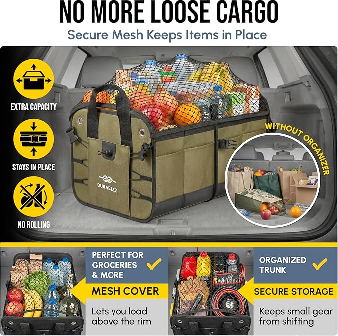 Heavy Duty Foldable Trunk Organizer 2-Section – Dual-Compartment Car Cargo Box - Image 4