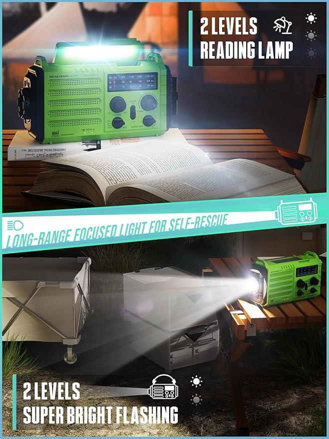 Emergency Radio with NOAA Weather Alert – Solar Hand Crank Portable AM/FM - Image 4