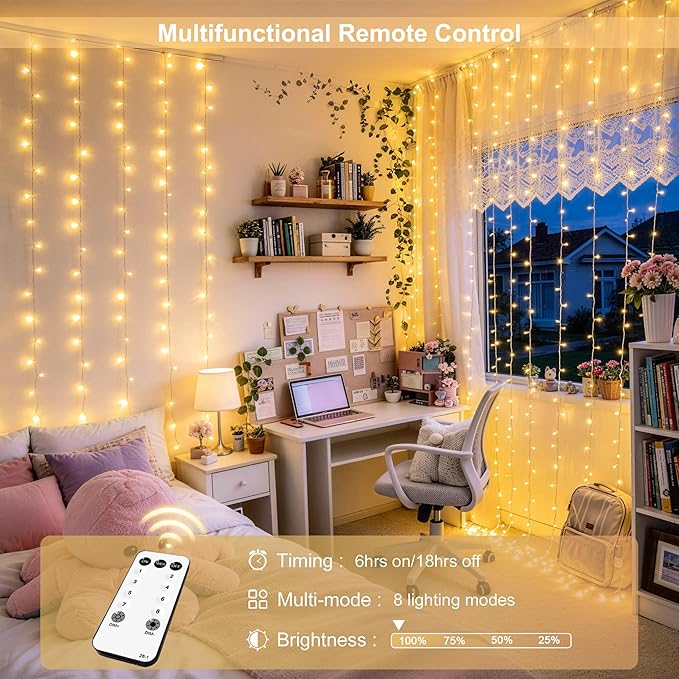 JMEXSUSS 600 LED Curtain Lights Outdoor, 9.5ft x 19.6ft Window Hanging Lights - Image 2