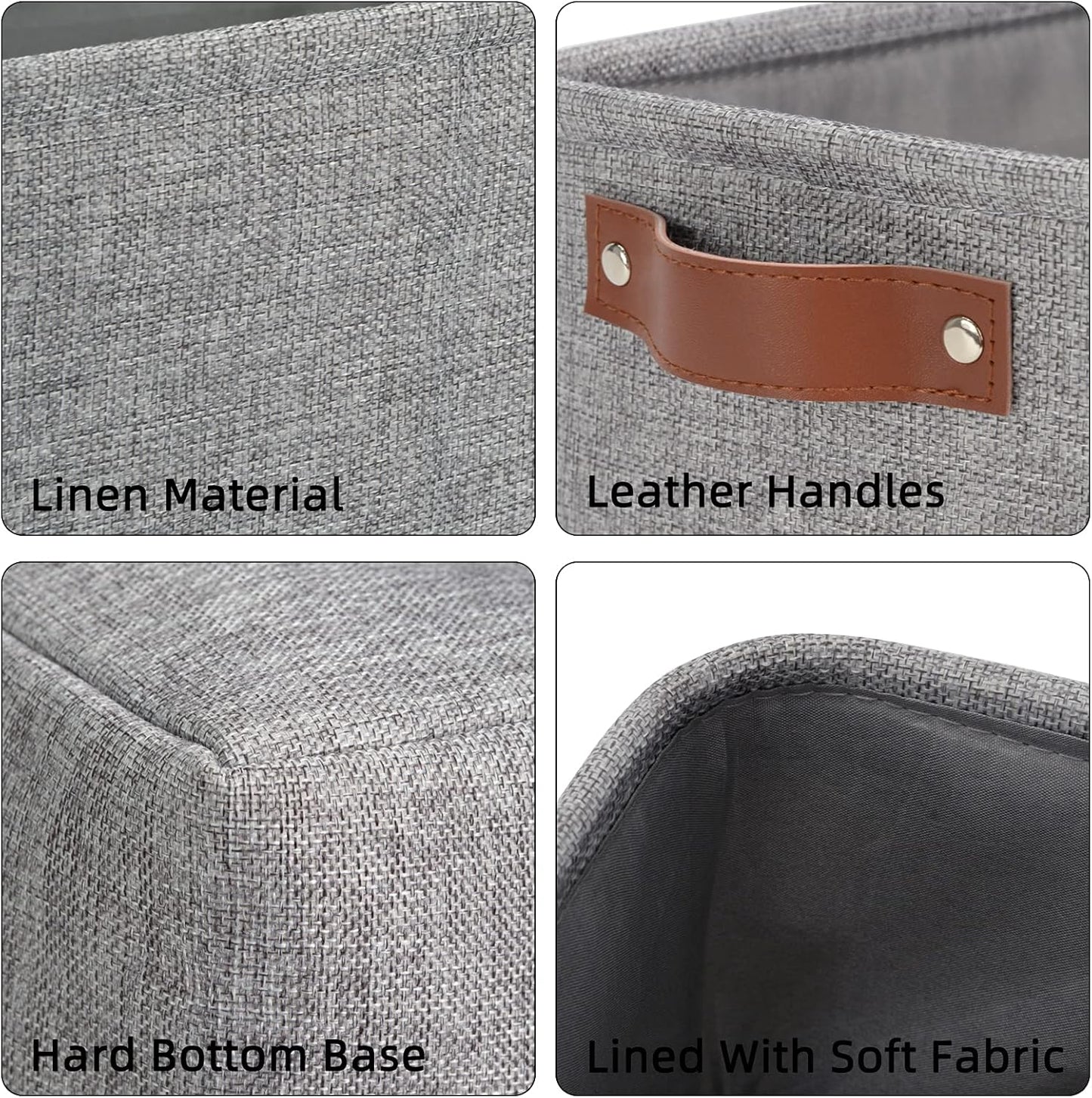 DULLEMELO Fabric Storage Basket for Shelves/Closets, Collapsible Rectangle Basket for Organizing Clothes, Toys, Towels, Books, Laundry, Nursery, Dog Toy Basket Empty (Gray)