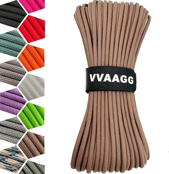 VVAAGG 1000 Tan Paracord 50FT Utility Parachute Cord 4mm Nylon String12 Strand by ParacordSpecialist