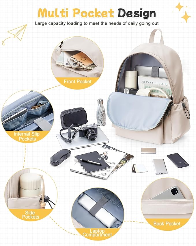 BJLFS Large White Backpack for Women Men, Gym Backpack for Women Foldable - Image 3