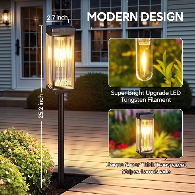 ELECLINK Solar Pathway Lights Outdoor, 6 Pack Upgraded Solar Lights Outdoor - Image 2