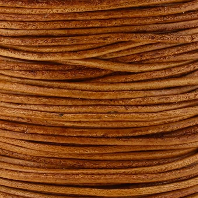 Mandala Crafts Round Cowhide Genuine Rust Leather Cord - Image 3