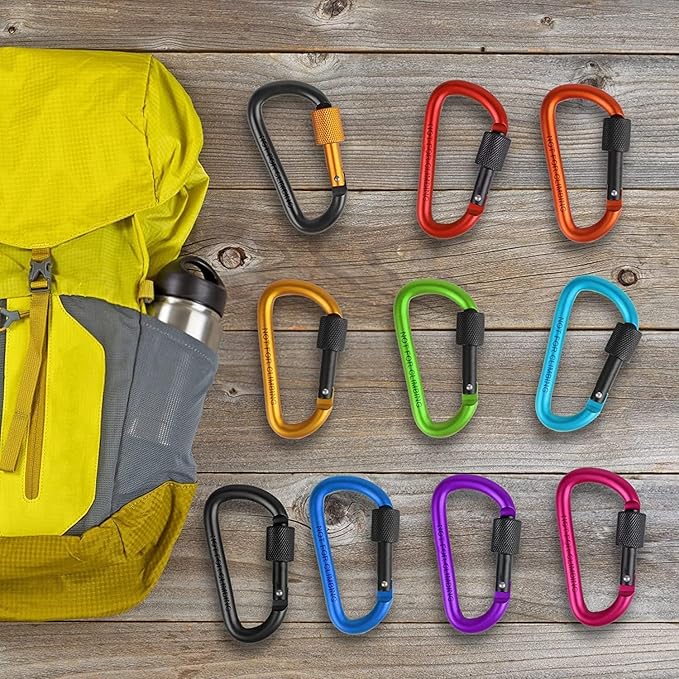 10 Pack Aluminum D Ring Key Rings Clips Locking Carabiner - Image 6
