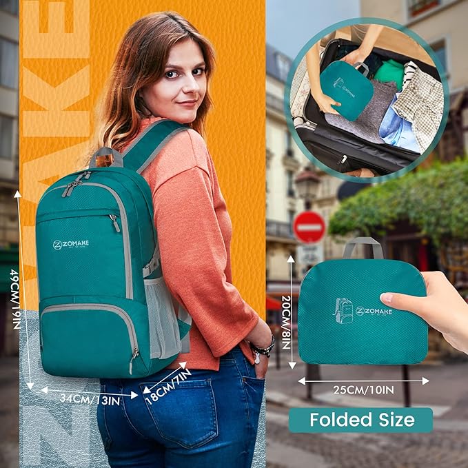 ZOMAKE Lightweight Packable Backpack 30L, Foldable Hiking Backpacks Water - Image 2