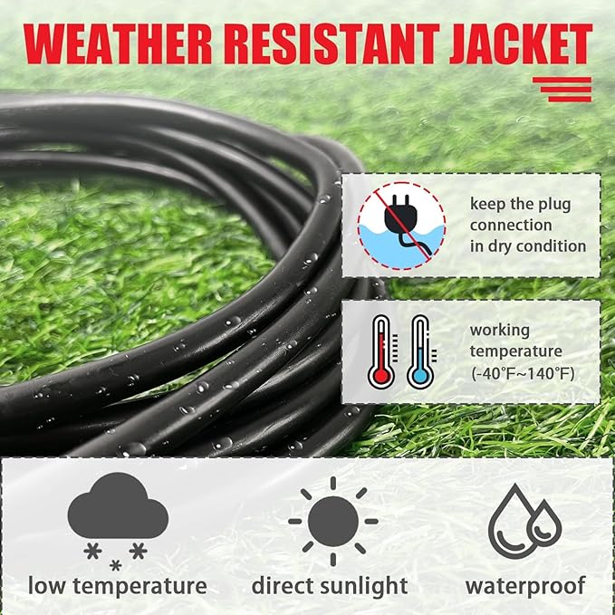 EP 50FT Black Outdoor Extension Cord, 16/3 SJTW Heavy Duty Waterproof, 3 Prong - Image 3
