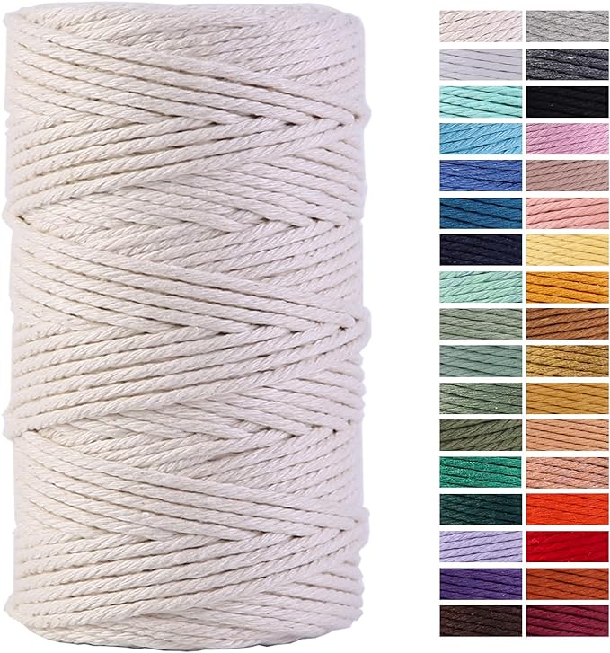 Macrame Cord 4mm x 109Yards 100% Natural Cotton Macrame Rope Cotton Cord by AestheticDesignforYou