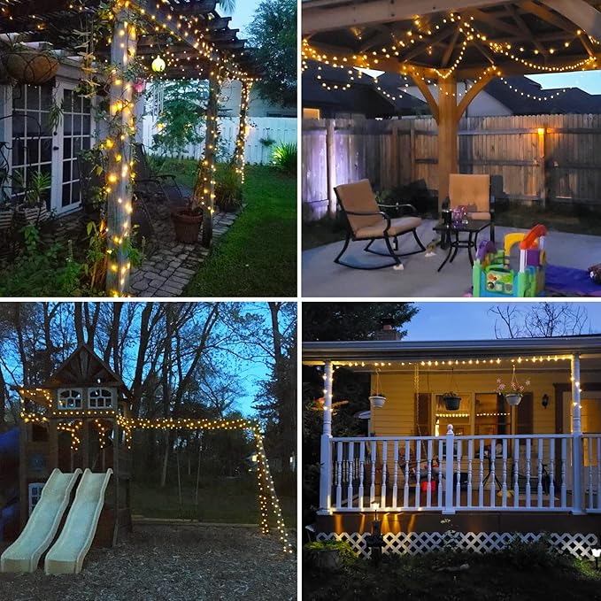 JMEXSUSS 4 Pack 100 LED Solar Fairy Lights, 33ft Warm White Solar String Lights - Image 4