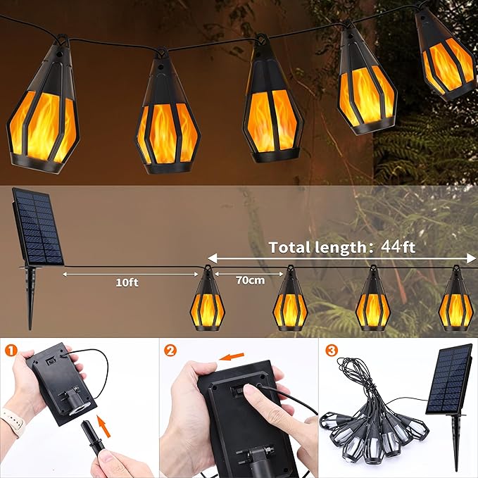 Solar String Lights for Outside, 44Ft Solar Patio Light - Image 3