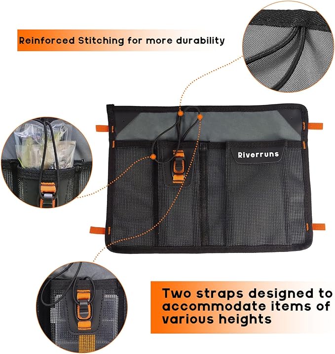 Mesh Storage Kayak Storage Compartments Set Attaches to Kayak Seat or T-track - Image 5
