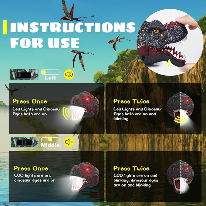 Dysaim Kids Headlamp, Dinosaur Headlamp - Image 6