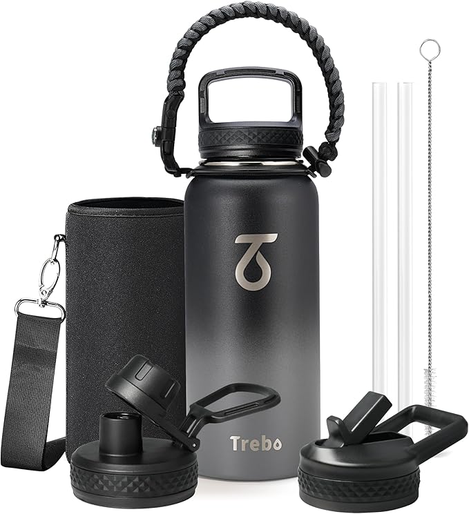 Trebo 32 oz Water Bottle Insulated by StayHotStayColdStayGreen