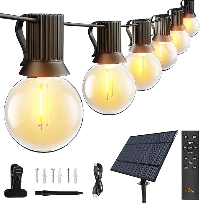 Ollny 60FT Solar Lights Outdoor, Waterproof Remote Control Dimmable Timers by Ollny